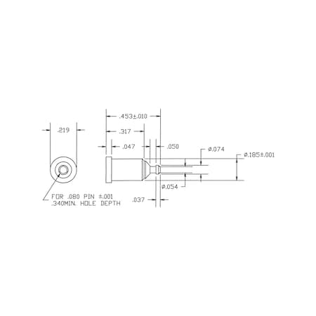 Concord Electronics PC JACK-PTFE INS, GOLD PLTD, 0.453" L, 0.17, 09-9084-1-03517-500 09-9084-1-03517